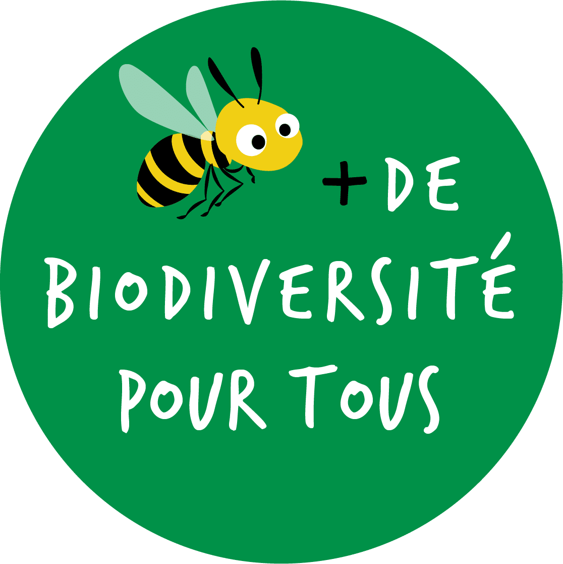 Logo de + de Biodiversité pour tous avec une abeille 